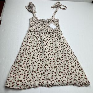 Reformation Marion Seabreeze Dress Women SZ XS Cream Red Rose Bud Adjustable NEW